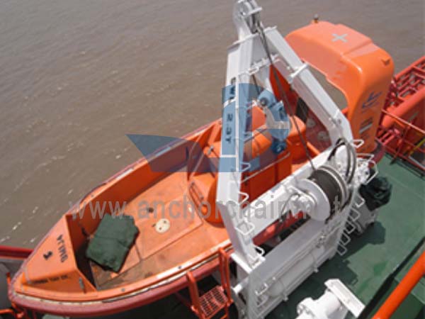 เรือกู้ภัยเร็วเปิดตัวอุปกรณ์ Davit