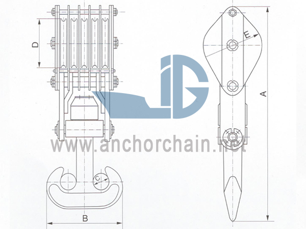 ZHC Series 5 Sheave Wire Rope Block สำหรับเรือ Twin hook
